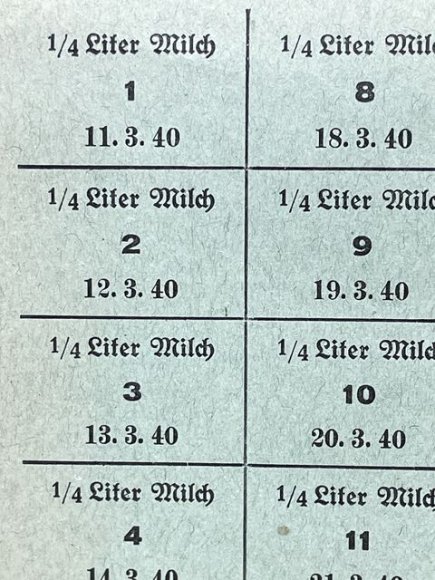 Original Nazi Era German Civilian Ration Card, Reichsmilchkarte (Reichs Milk Card) — image 4