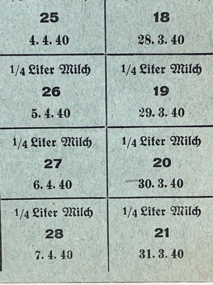 Original Nazi Era German Civilian Ration Card, Reichsmilchkarte (Reichs Milk Card) — image 5