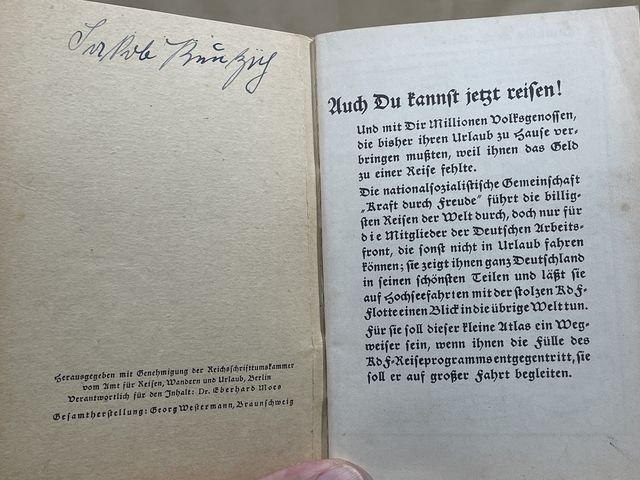 Original Nazi Era German DAF Pocket Atlas Book, TASCHEN ATLAS — image 3