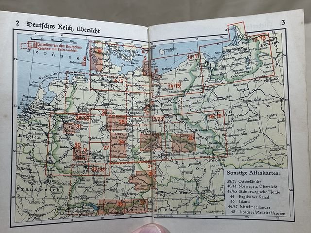 Original Nazi Era German DAF Pocket Atlas Book, TASCHEN ATLAS — image 4
