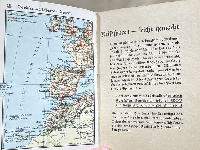Original Nazi Era German DAF Pocket Atlas Book, TASCHEN ATLAS — image 7
