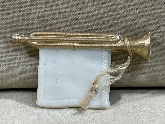 Original Nazi Era German WHW Donation Hitler Youth Trumpet w/Banner — image 2