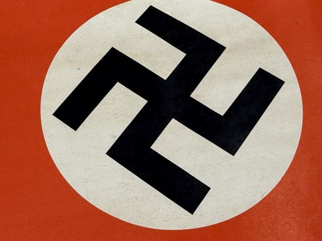 Original Nazi Era German Paper NSDAP Party Rally Flag, UNUSED! — image 6