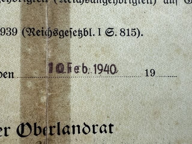 Original WWII German Citizenship ID (For Domestic Use) Document, Staatsangehörigkeitsausweis — image 4