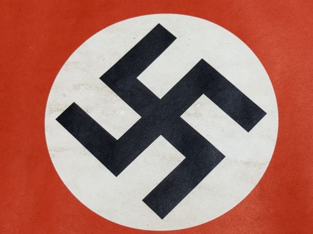 Original Nazi Era German Paper NSDAP Party Rally Flag, UNUSED! — image 2
