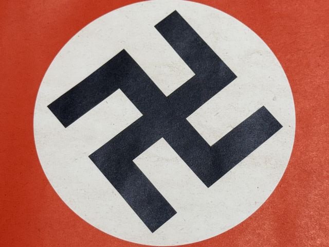 Original Nazi Era German Paper NSDAP Party Rally Flag, UNUSED! — image 5