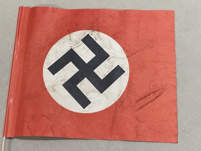 Original Nazi Era German Paper NSDAP Party Rally Flag, UNUSED! — image 6