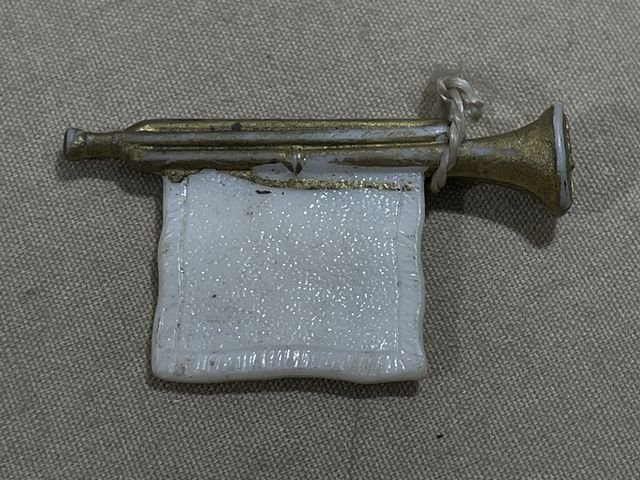 Original Nazi Era German WHW Donation Hitler Youth Trumpet w/Banner — image 2