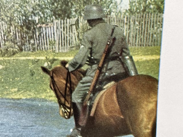 Original WWII German Military Themed Color Print, INFANTRY RIDING — image 3