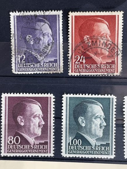 Original Nazi Era German Postage Stamp Set, Hitler Head — image 2