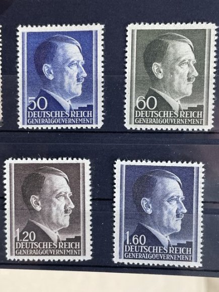Original Nazi Era German Postage Stamp Set, Hitler Head — image 3