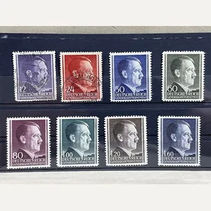 Original Nazi Era German Postage Stamp Set, Hitler Head