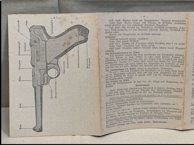 Original WWII German Luger P-08 Training Sheet, Die Pistole 08 — image 5
