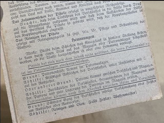 Original WWII German Luger P-08 Training Sheet, Die Pistole 08 — image 7