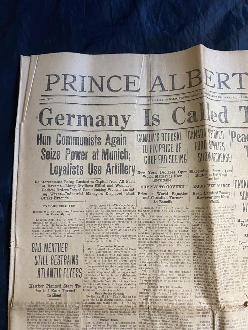 1919 DATED PRINCE ALBERT HERALD NEWSPAPER — image 2