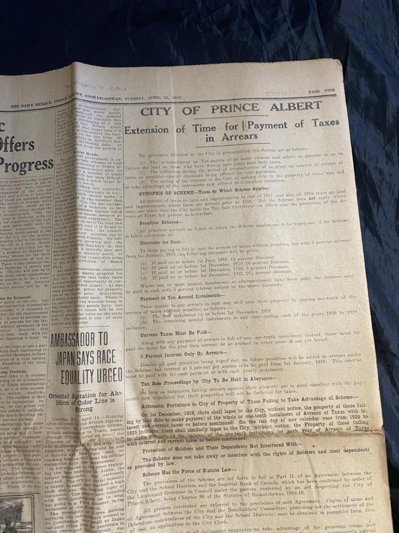 1919 DATED PRINCE ALBERT HERALD NEWSPAPER — image 5