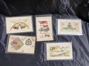 (WAS £20) COLLECTION OF 5 X EMBROIDERED WARTIME POSTCARDS