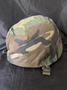 (Was £75) U.S. M1 HELMET WITH WOODLAND CAMO COVER