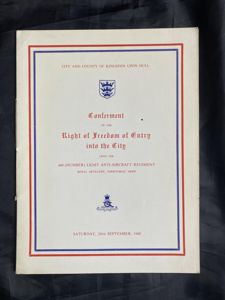 (WAS £10) ROYAL ARTILLERY RIGHT OF FREEDOM OF ENTRY INTO …