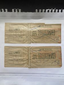 (was £12) 2 X WW2 GERMAN REICHSBAHN TRAIN TICKETS
