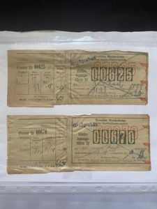 2 X WW2 GERMAN REICHSBAHN TRAIN TICKETS