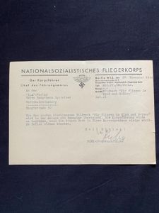 (WAS £40) WW2 GERMAN NATIONALSOZIALISTISCHES FLIEGERKORPS LETTER