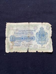 RARE 1932 FALKLAND ISLANDS ONE POUND BANK NOTE