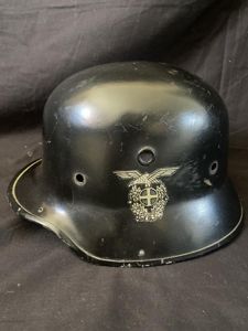 RARE WW2 NORWEGIAN FORCES SINGLE DECAL FIBRE PARADE HELMET (GERMAN …