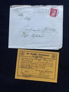 (Was £15) GERMAN ARBEITSFRONT CERTIFICATE WITH A ENVELOPE