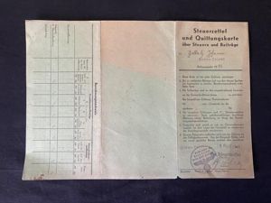 (WAS £15) WW2 GERMAN TAX SLIP AND RECEIPT CARD FOR …