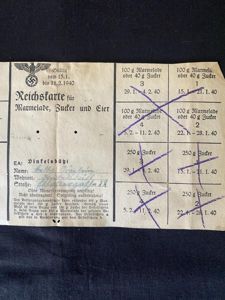 WW2 GERMAN JAM,SUGAR & EGGS CARD