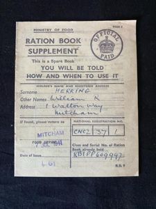 WW2 RATION BOOK SUPPLEMENT (WILLIAM HERRING)