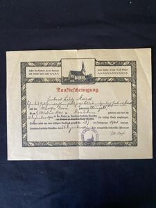 (WAS £15) WW2 GERMAN BATISM CERTIFICATE