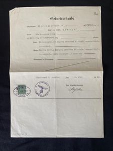 (WAS £15) WW2 GERMAN BIRTH CERTIFICATE
