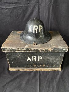 (Was £70) WW2 BRITISH ARP BOX AND HELMET