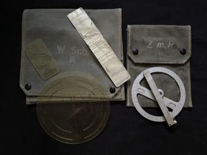 WW2 GERMAN ARTILLERY MAP DISTANCE MEASURING EQUIPMENT WITH Z.M.P. POUCH …