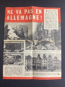 WW2 FRENCH PROPAGANDA LEAFLET 'DONT GO TO GERMANY'
