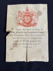 WW2 BRITISH MEDAL AWARD RECORD
