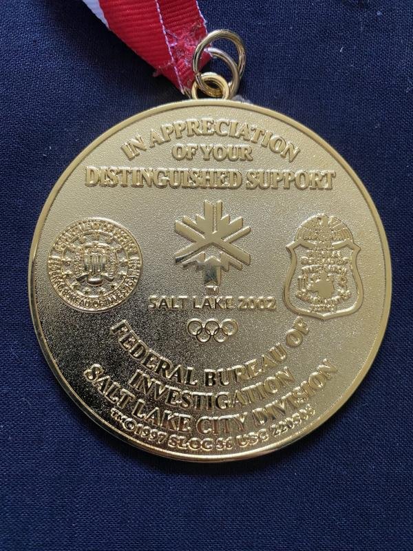 FBI SALT LAKE CITY DIVISION 2002 OLYMPIC MEDAL AND RIBBON — image 4
