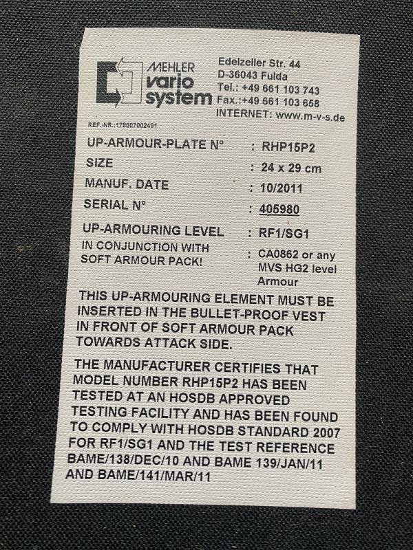 (Was £150) UP-ARMOUR PLATE — image 3