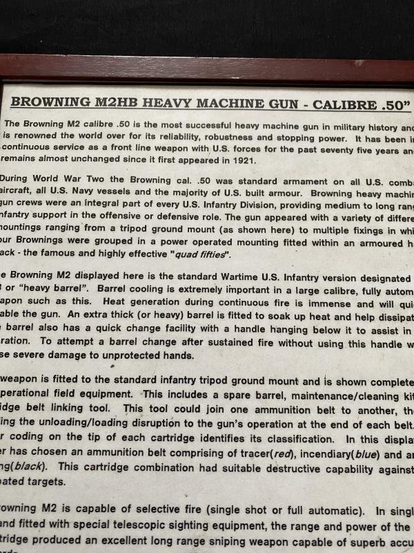 WW2 U.S .50CAL HEAVY MACHINE GUN DISPLAY BOARD — image 2