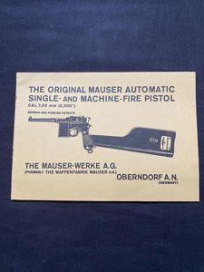 (was £35) THE ORIGINAL MAUSER AUTOMATIC SINGLE AND MACHINE FIRE …