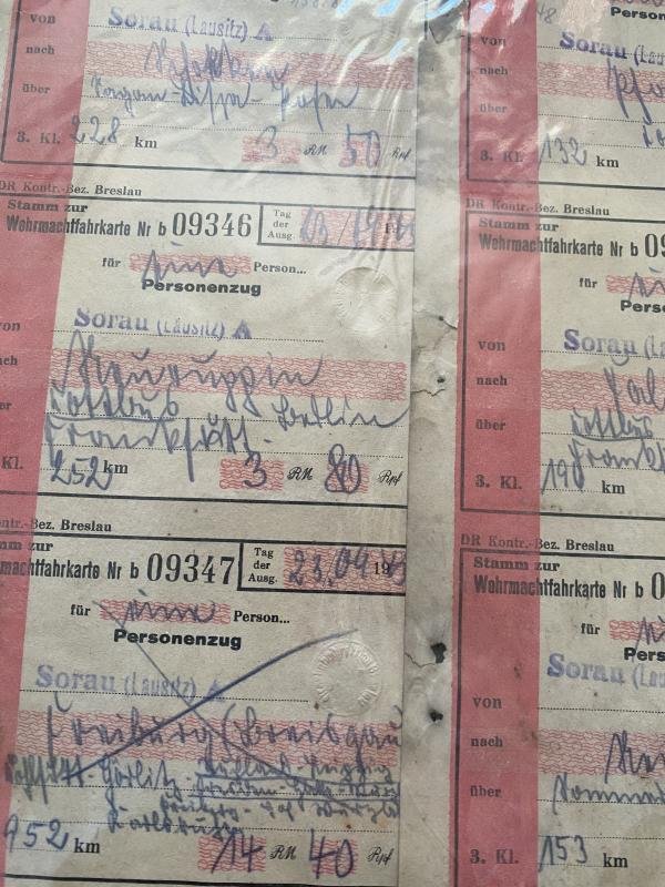 (Was £30) 8 X WW2 GERMAN MILITARY TRAIN TICKETS — image 2