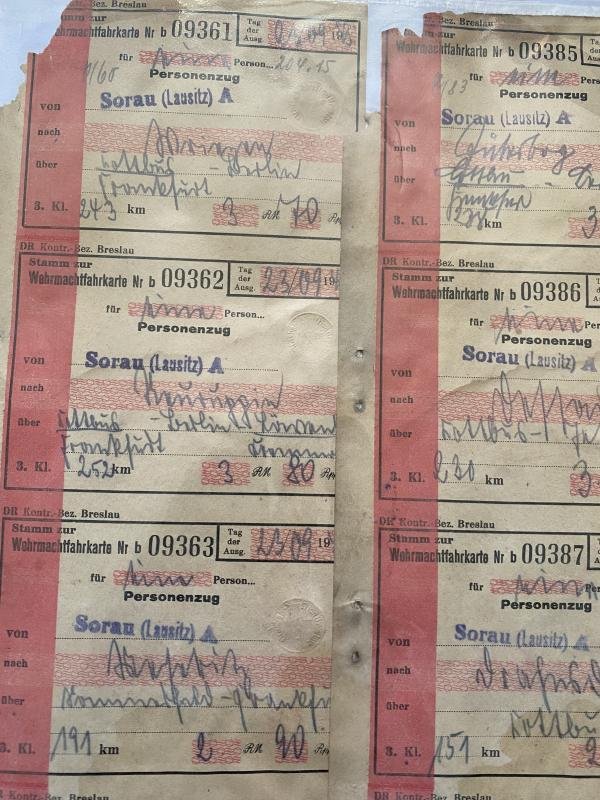 (Was £30) 8 X WW2 GERMAN MILITARY TRAIN TICKETS — image 2