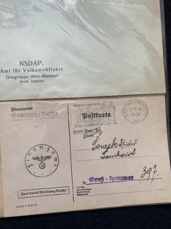 ASSORTED SET OF WW2 GERMAN CARDS AND NSDAP ENVELOPE — image 3