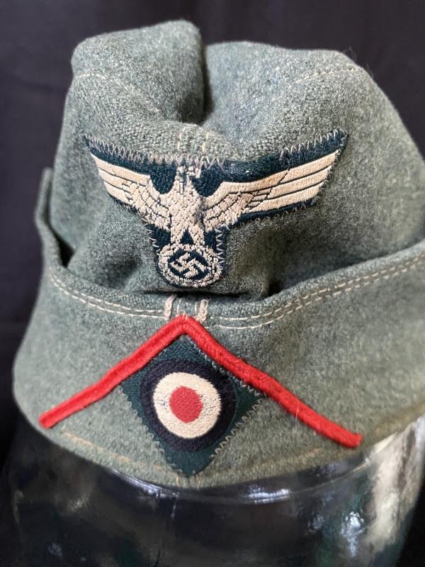WW2 GERMAN ARMY ARTILLERY ENLISTED MAN'S OVERSEAS M38 CAP — image 2