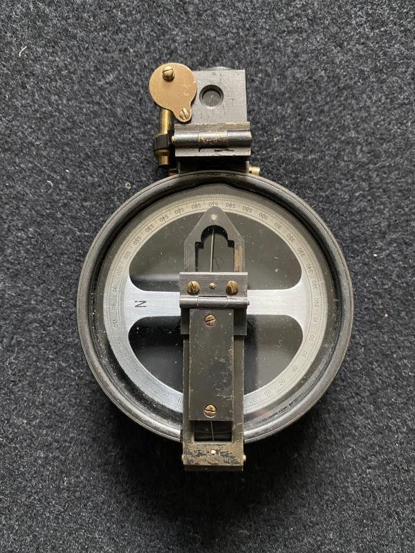 BRITISH MILITARY PRISMATIC COMPASS IN CASE — image 3