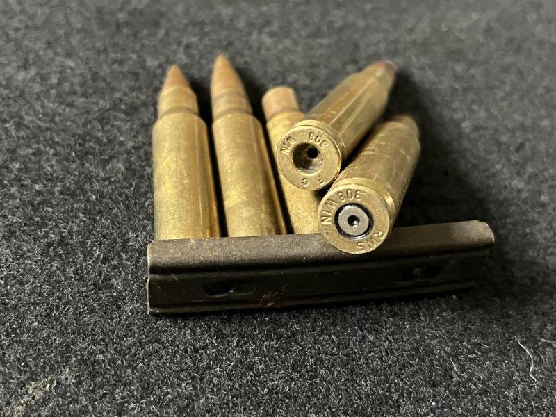 5 X .308 WIN INERT ROUNDS ON CLIP — image 2