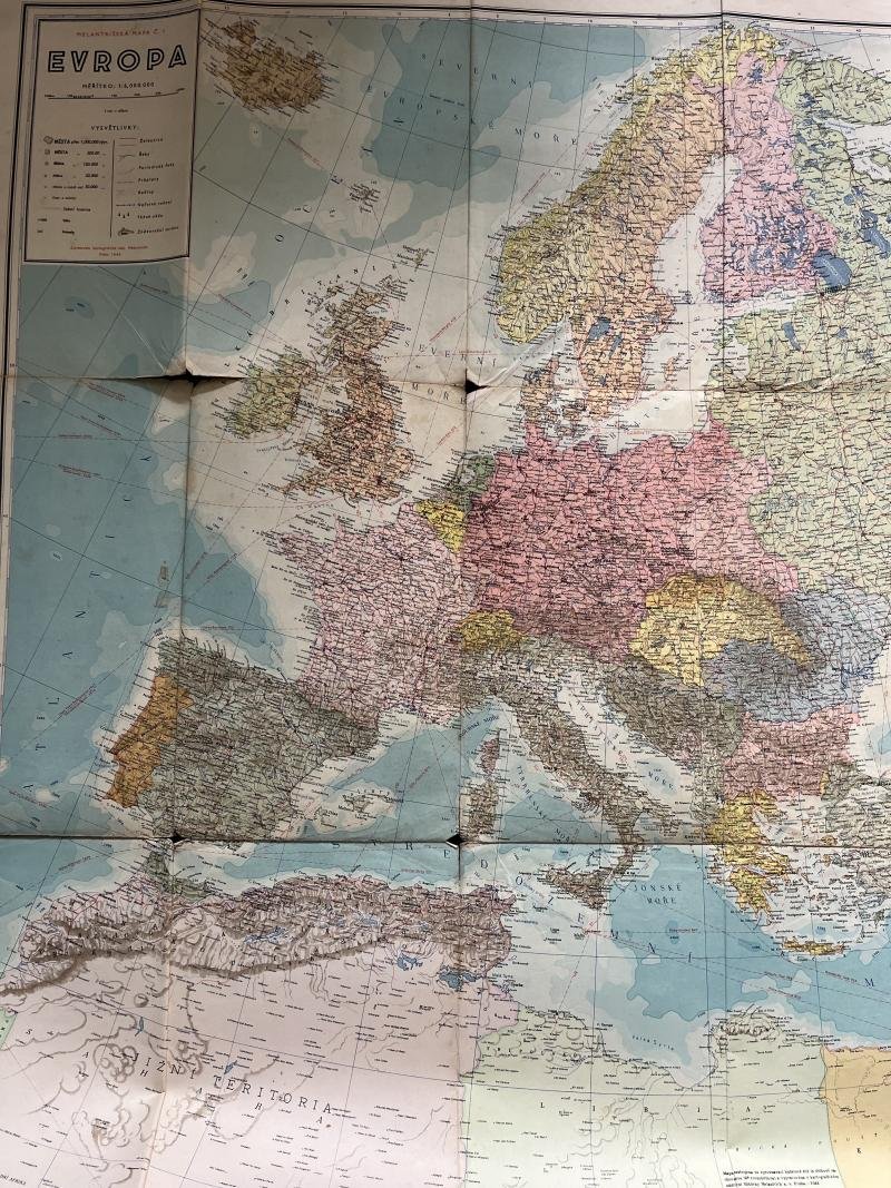 PRAHA 1944 DATED EVROPA 1:6,000.000 MAP — image 2