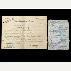 1902 GERMAN BIRTH CERTIFICATE AND WW2 GERMAN DOCUMENT